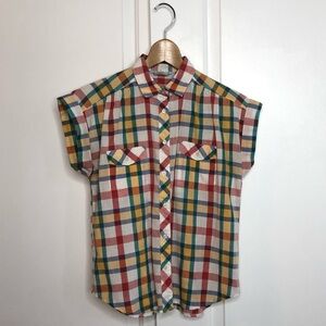 Vintage Ship 'n Shore Plaid Button Down Blouse Size Small
